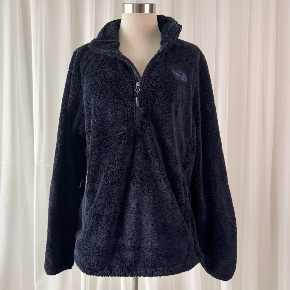 North Face Fleece Pullover Black Quarter Zip Cozy Oversized Jacket Women's XL